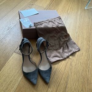 Vintage Gianvito Rossi Grey Suede Ankle Strap Heels EU Size 37